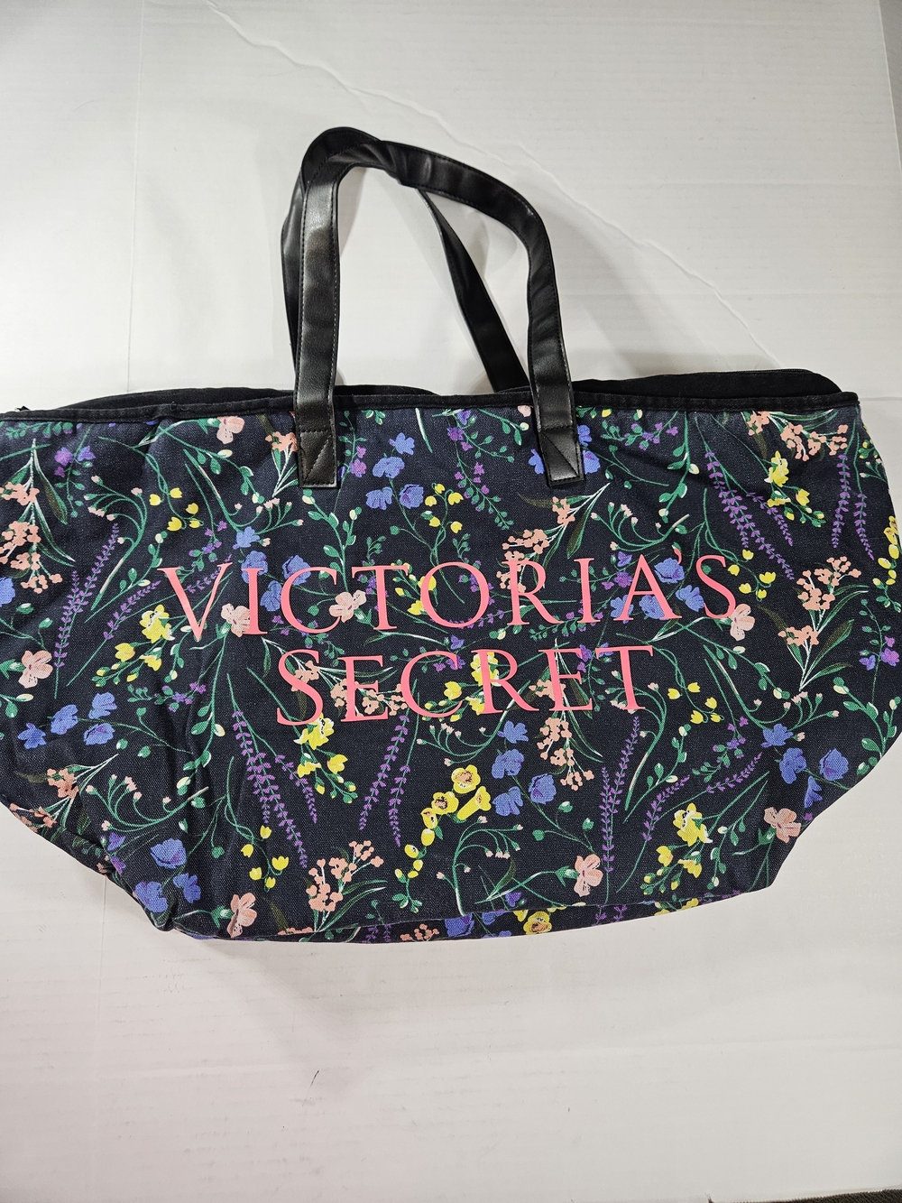 Victoria's Secret Black Floral Tote Bag